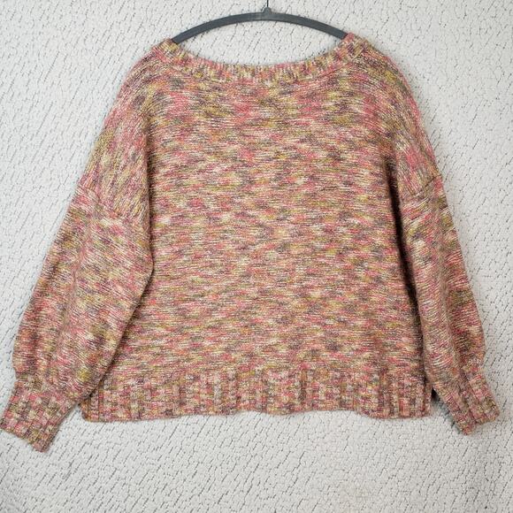Pilcro Anthropologie Deep V Sweater Spacedye Slouchy Large Boho Balloon 46x30 - Picture 2 of 9